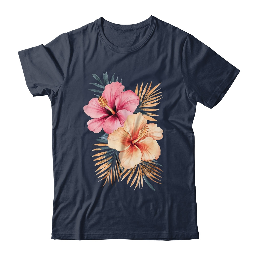 Watercolor Tropical Hibiscus Flowers Floral Summer Women Shirt & Tank Top | teecentury