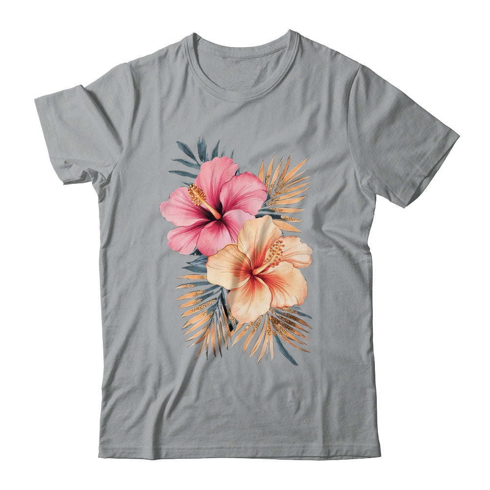 Watercolor Tropical Hibiscus Flowers Floral Summer Women Shirt & Tank Top | teecentury