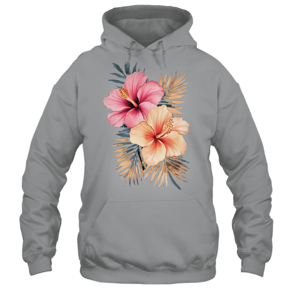 Watercolor Tropical Hibiscus Flowers Floral Summer Women Shirt & Tank Top | teecentury