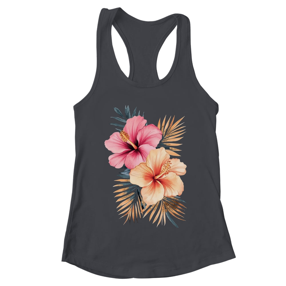 Watercolor Tropical Hibiscus Flowers Floral Summer Women Shirt & Tank Top | teecentury