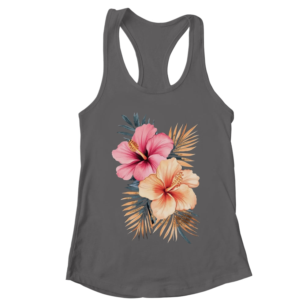 Watercolor Tropical Hibiscus Flowers Floral Summer Women Shirt & Tank Top | teecentury