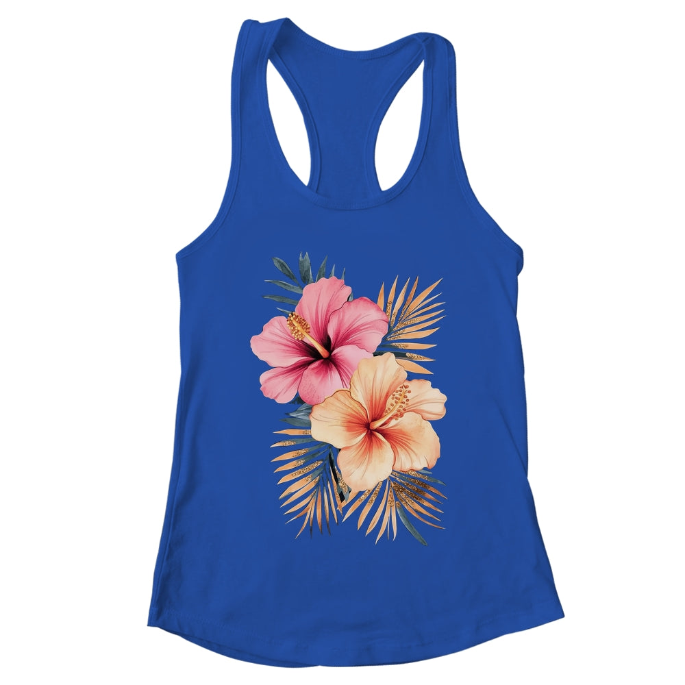 Watercolor Tropical Hibiscus Flowers Floral Summer Women Shirt & Tank Top | teecentury