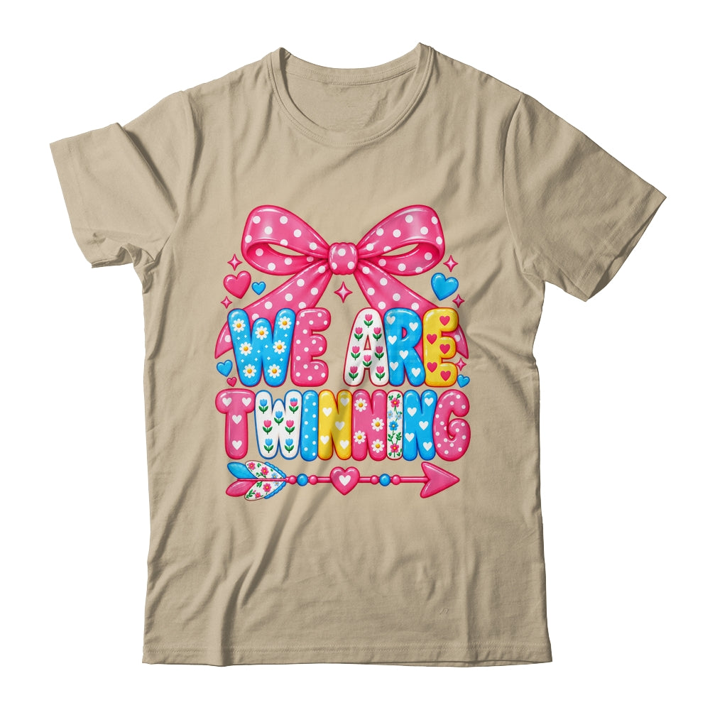 We Are Twinning Coquette Bow Twin Day Spirit Week Girls Shirt & Tank Top | teecentury