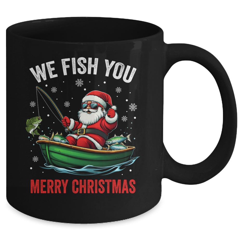 We Fish You A Merry Funny Christmas Fishing Fisherman Santa Mug | teecentury