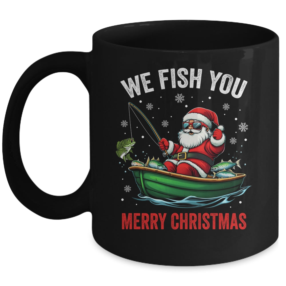 We Fish You A Merry Funny Christmas Fishing Fisherman Santa Mug | teecentury