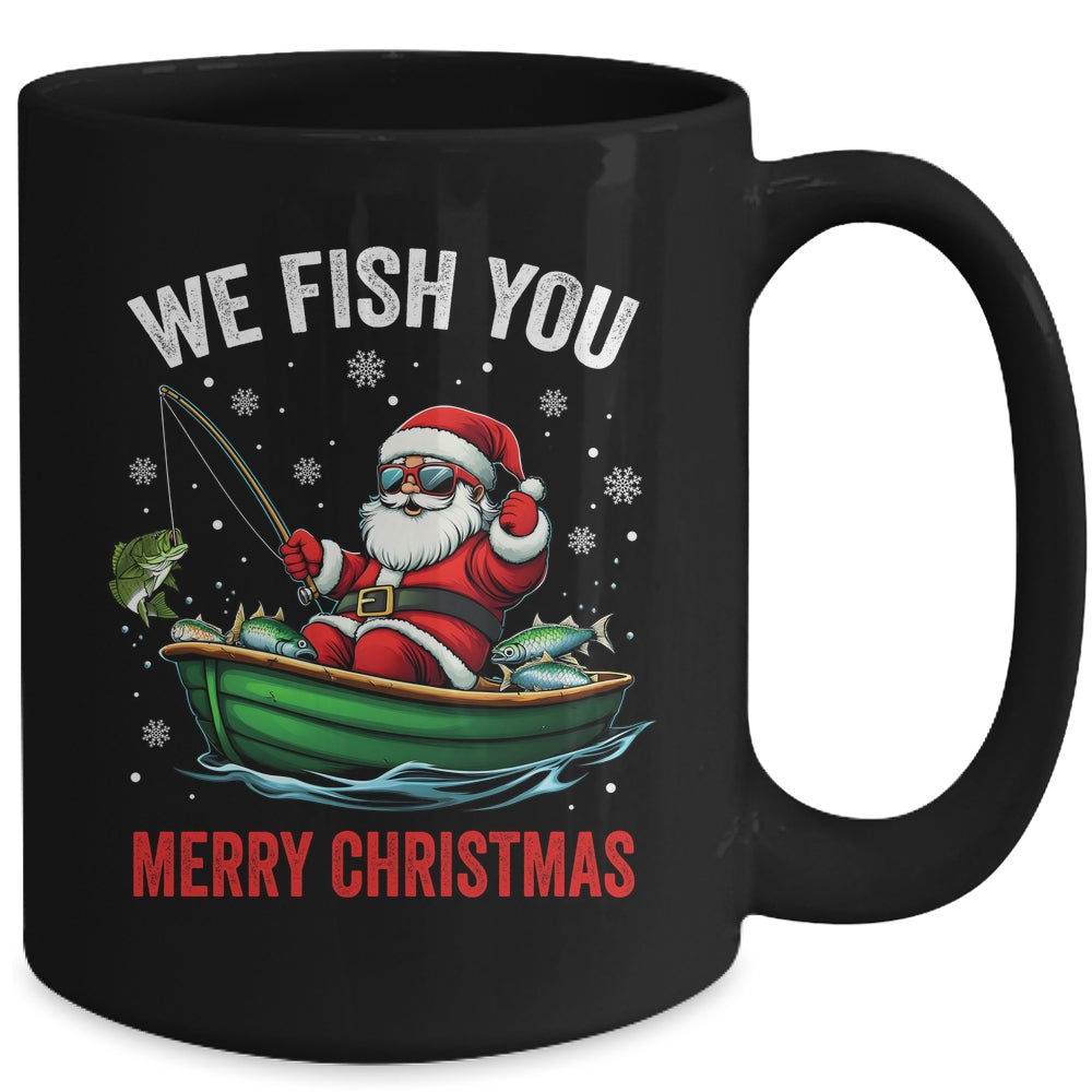 We Fish You A Merry Funny Christmas Fishing Fisherman Santa Mug | teecentury