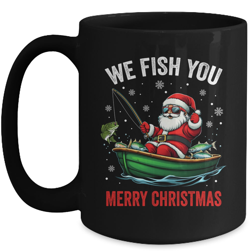 We Fish You A Merry Funny Christmas Fishing Fisherman Santa Mug | teecentury