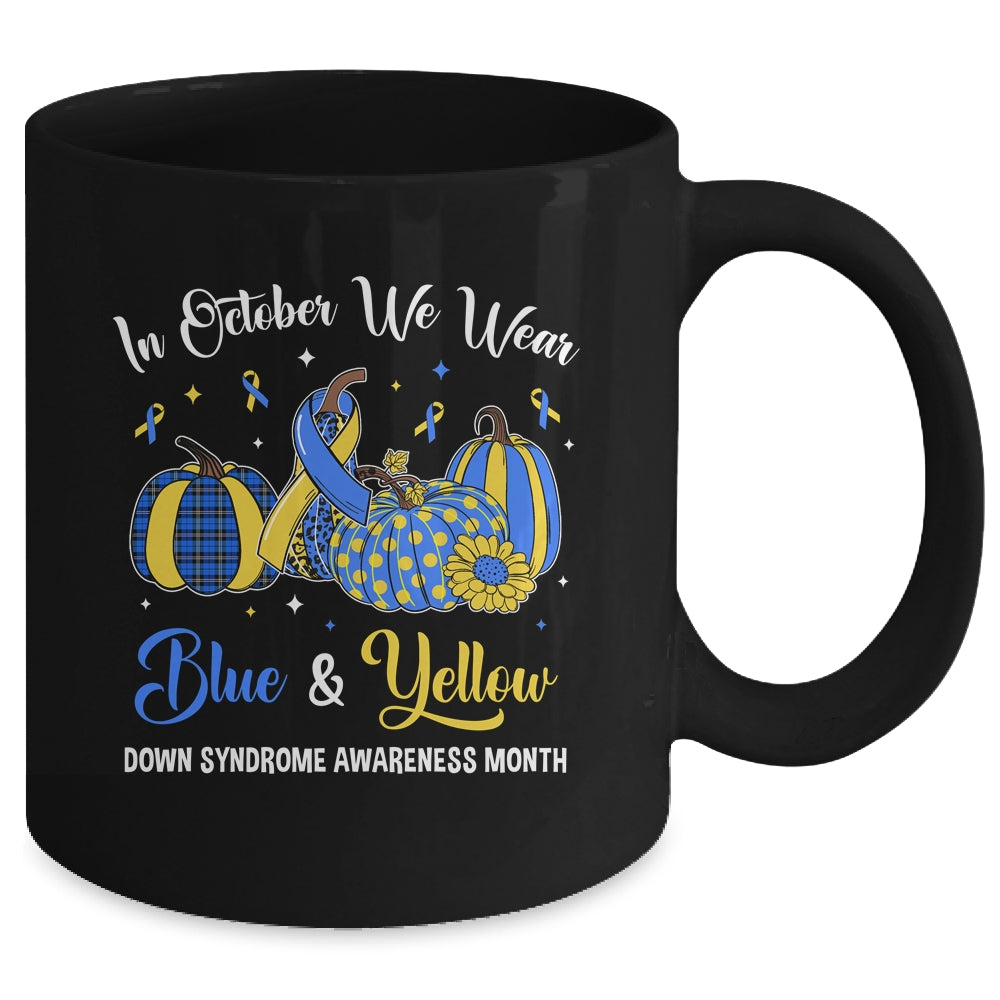 We Wear Yellow And Blue Pumpkins For Down Syndrome Mug | teecentury