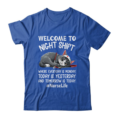 Welcome To Night Shift Where Everyday Is Monday Cat Nurse Shirt & Hoodie | teecentury
