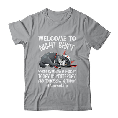 Welcome To Night Shift Where Everyday Is Monday Cat Nurse Shirt & Hoodie | teecentury