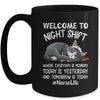 Welcome To Night Shift Where Everyday Is Monday Cat Nurse Mug | teecentury