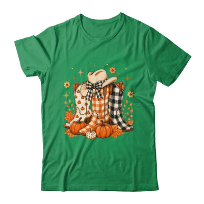Western Cowgirl Cowboy Boots Checkered Fall Pumpkin Leopard Shirt & Sweatshirt | teecentury