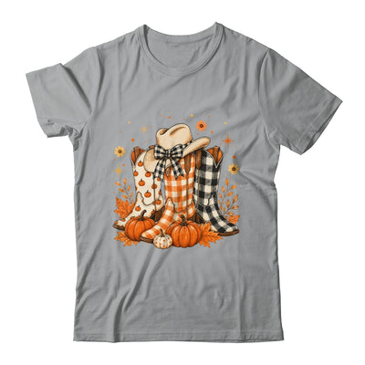Western Cowgirl Cowboy Boots Checkered Fall Pumpkin Leopard Shirt & Sweatshirt | teecentury