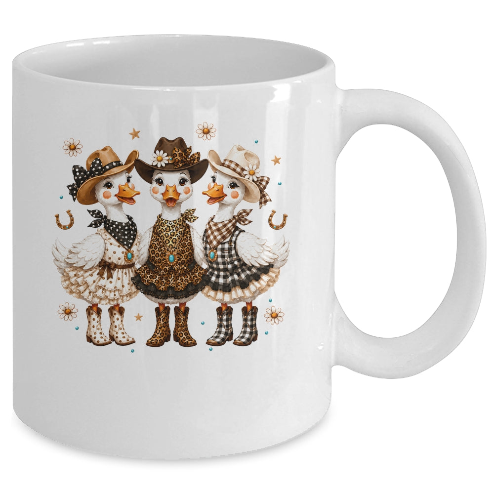Western Cowgirl Goose Leopard Print Checkered Farm Women Mug | teecentury