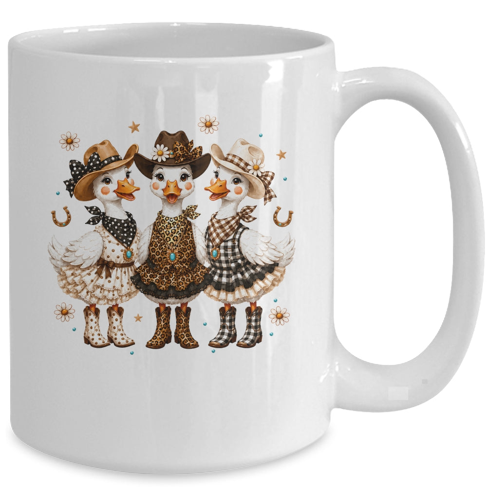 Western Cowgirl Goose Leopard Print Checkered Farm Women Mug | teecentury