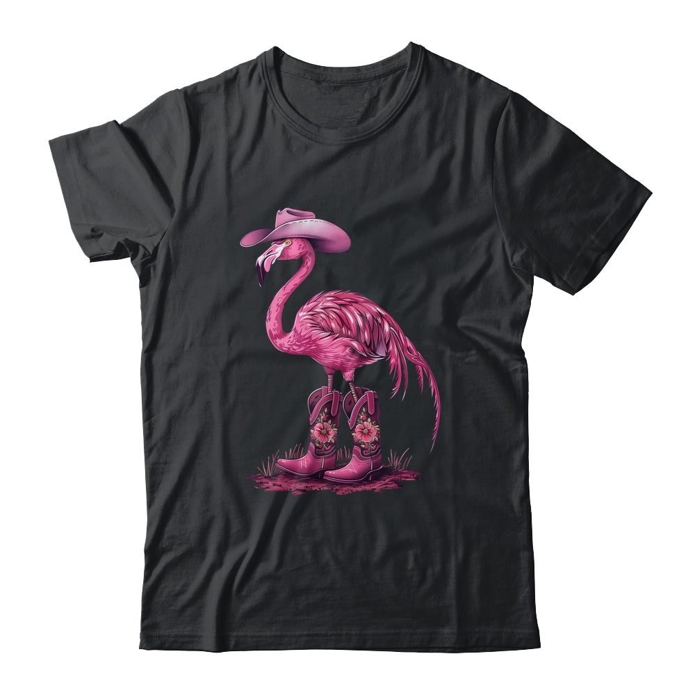 Western Flamingo Cowboy Cowgirl Boots Tropical Birds Shirt & Tank Top | teecentury