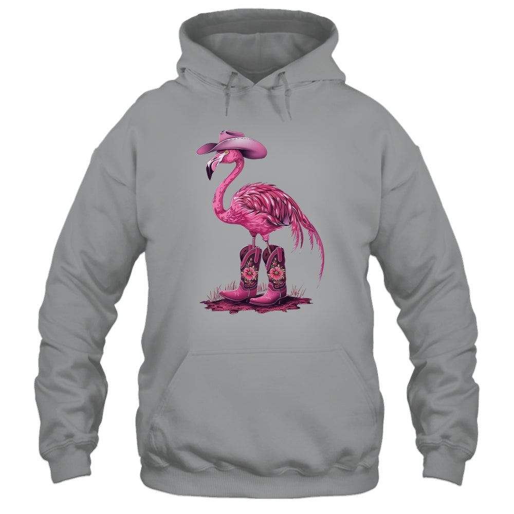 Western Flamingo Cowboy Cowgirl Boots Tropical Birds Shirt & Tank Top | teecentury