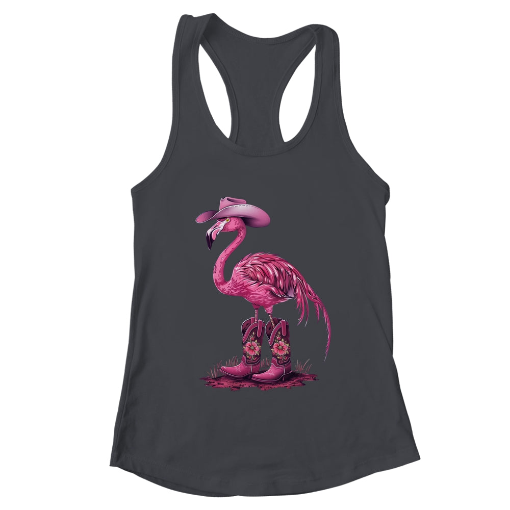 Western Flamingo Cowboy Cowgirl Boots Tropical Birds Shirt & Tank Top | teecentury