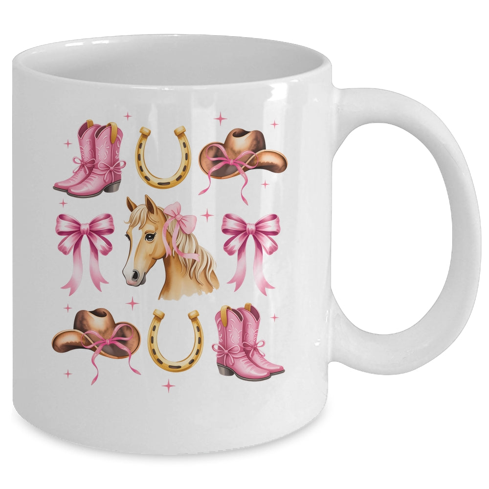 Western Girl Women Pink Cowgirl Horse Coquette Bow Mug | teecentury