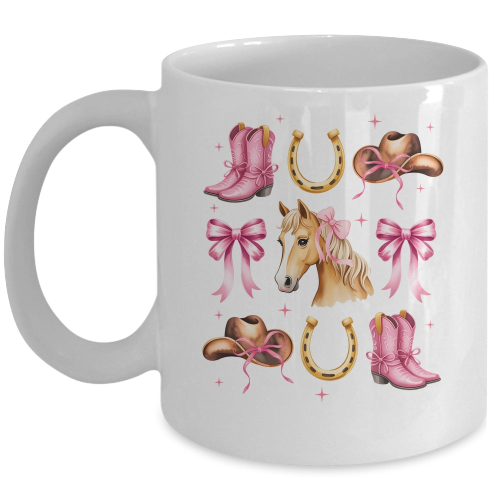 Western Girl Women Pink Cowgirl Horse Coquette Bow Mug | teecentury