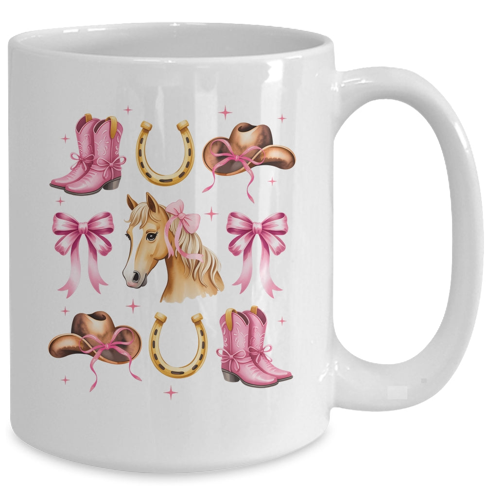 Western Girl Women Pink Cowgirl Horse Coquette Bow Mug | teecentury