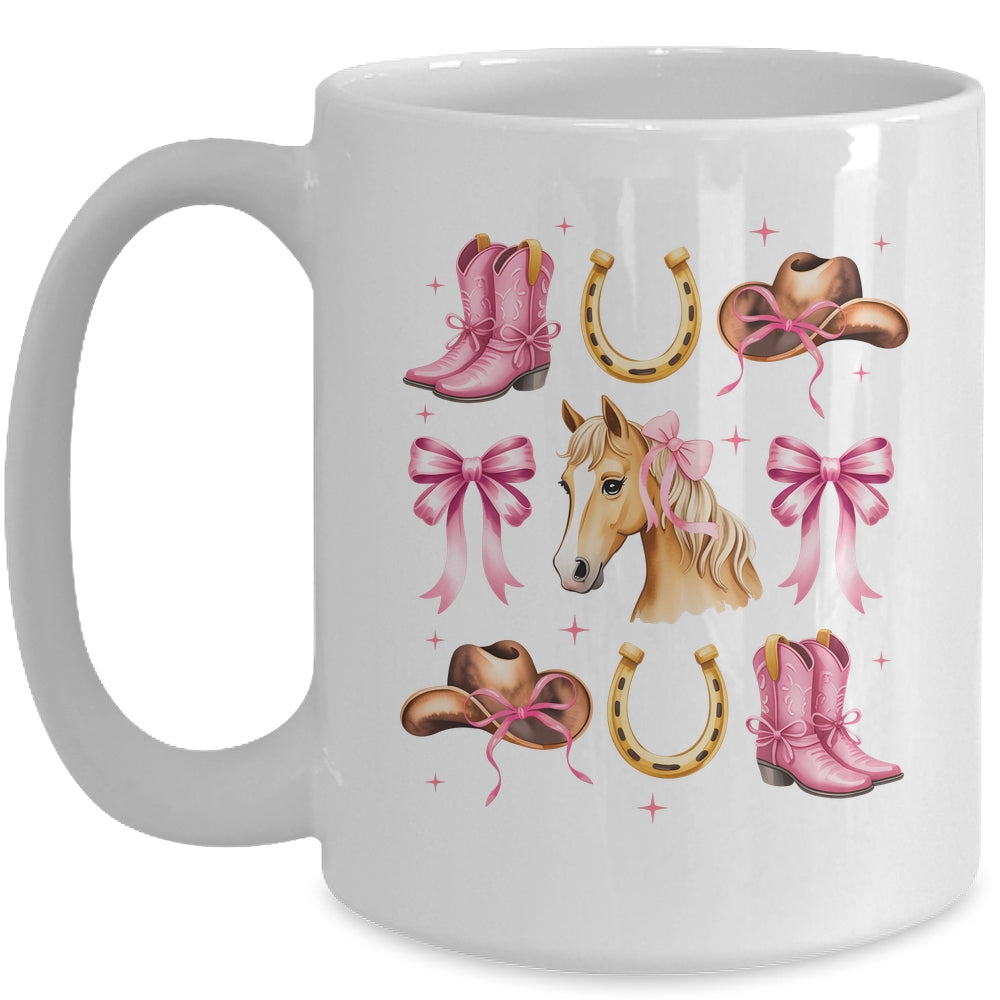 Western Girl Women Pink Cowgirl Horse Coquette Bow Mug | teecentury