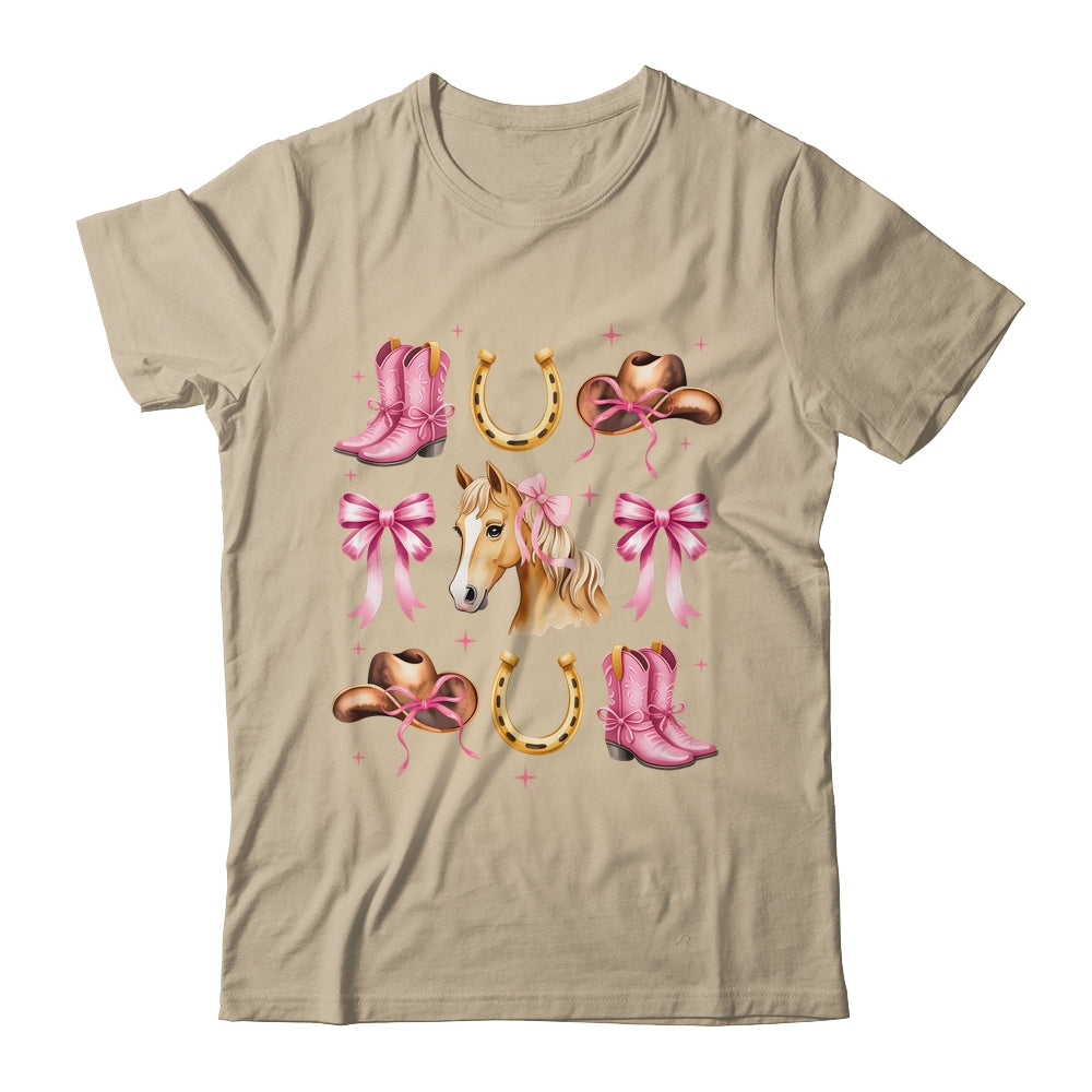 Western Girl Women Pink Cowgirl Horse Coquette Bow Shirt & Tank Top | teecentury