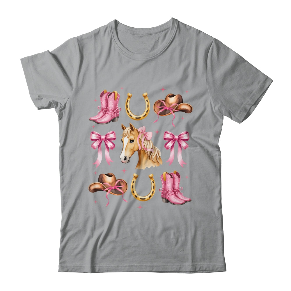 Western Girl Women Pink Cowgirl Horse Coquette Bow Shirt & Tank Top | teecentury