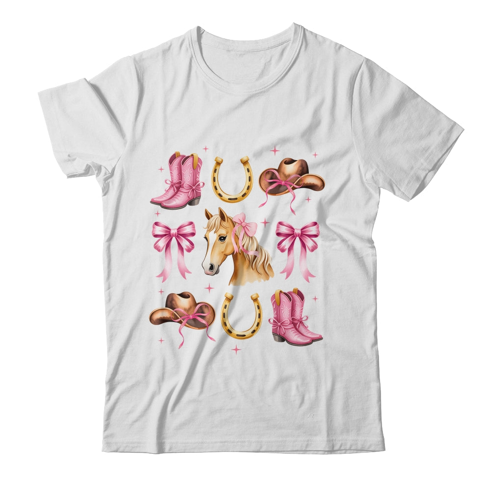 Western Girl Women Pink Cowgirl Horse Coquette Bow Shirt & Tank Top | teecentury