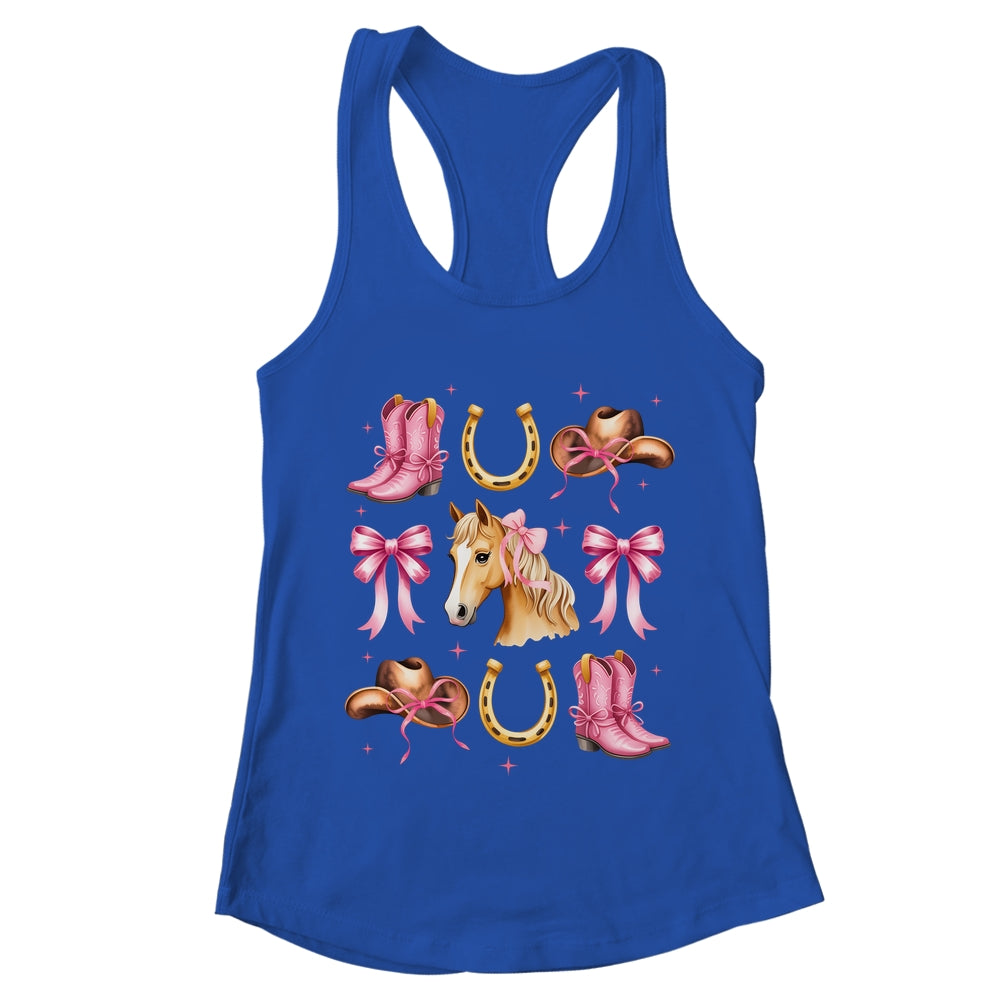 Western Girl Women Pink Cowgirl Horse Coquette Bow Shirt & Tank Top | teecentury