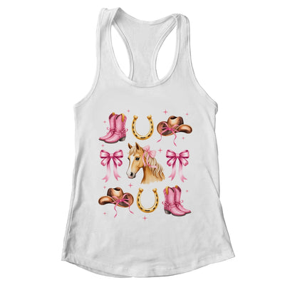 Western Girl Women Pink Cowgirl Horse Coquette Bow Shirt & Tank Top | teecentury