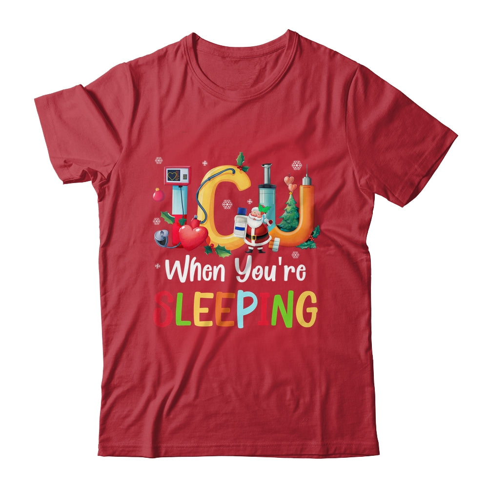 When You're Sleeping Funny ICU Nurse Christmas Santa Xmas Shirt & Sweatshirt | teecentury