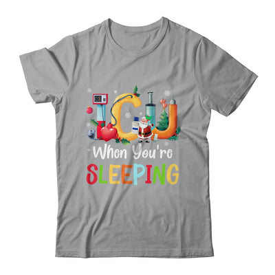 When You're Sleeping Funny ICU Nurse Christmas Santa Xmas Shirt & Sweatshirt | teecentury