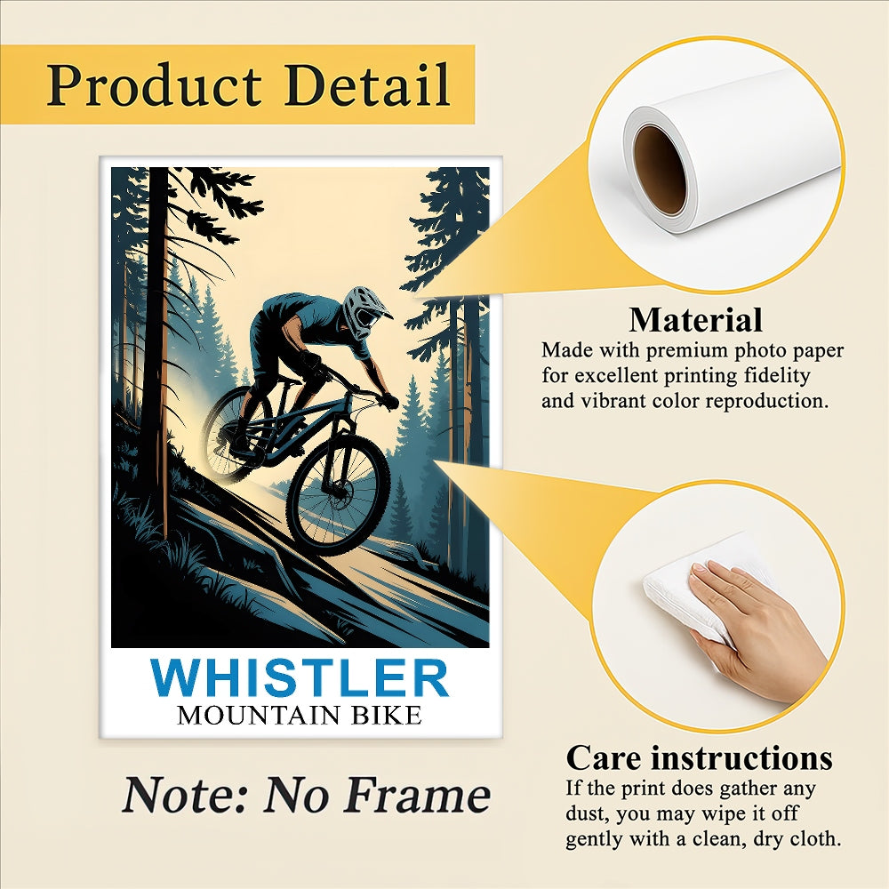 Whistler Mountain Bike Adventure Poster Cycling Enthusiasts And Nature Lovers Wall Art Landscape Picture For Home And Office Decor Living Room Bedroom Decor Unframed | teecentury