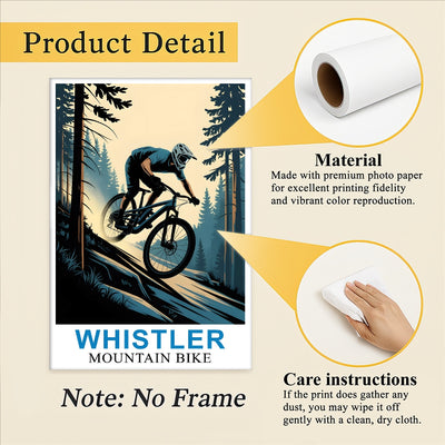 Whistler Mountain Bike Adventure Poster Cycling Enthusiasts And Nature Lovers Wall Art Landscape Picture For Home And Office Decor Living Room Bedroom Decor Unframed | teecentury