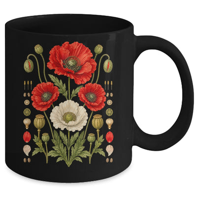 White Red Poppy Flowers Vintage Botanical Garden Plant Mug | teecentury