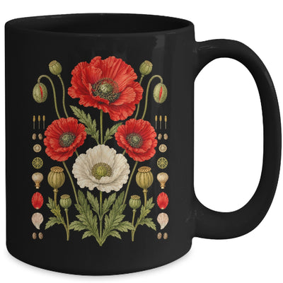 White Red Poppy Flowers Vintage Botanical Garden Plant Mug | teecentury