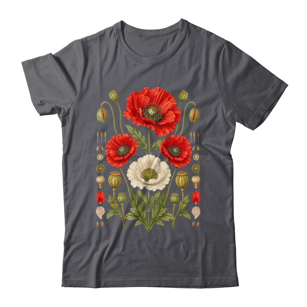 White Red Poppy Flowers Vintage Botanical Garden Plant Shirt & Tank Top | teecentury