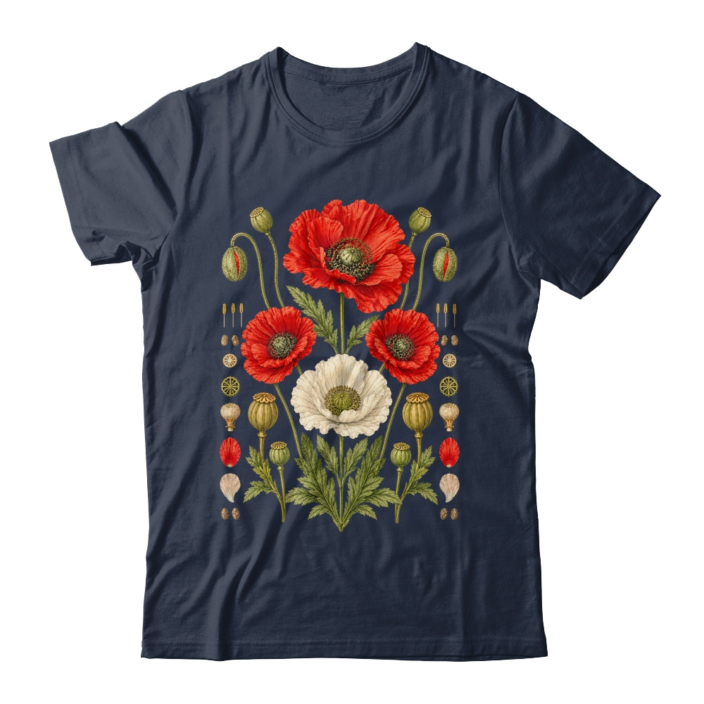 White Red Poppy Flowers Vintage Botanical Garden Plant Shirt & Tank Top | teecentury