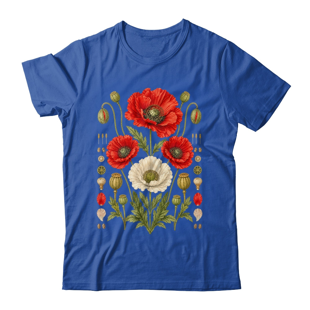 White Red Poppy Flowers Vintage Botanical Garden Plant Shirt & Tank Top | teecentury
