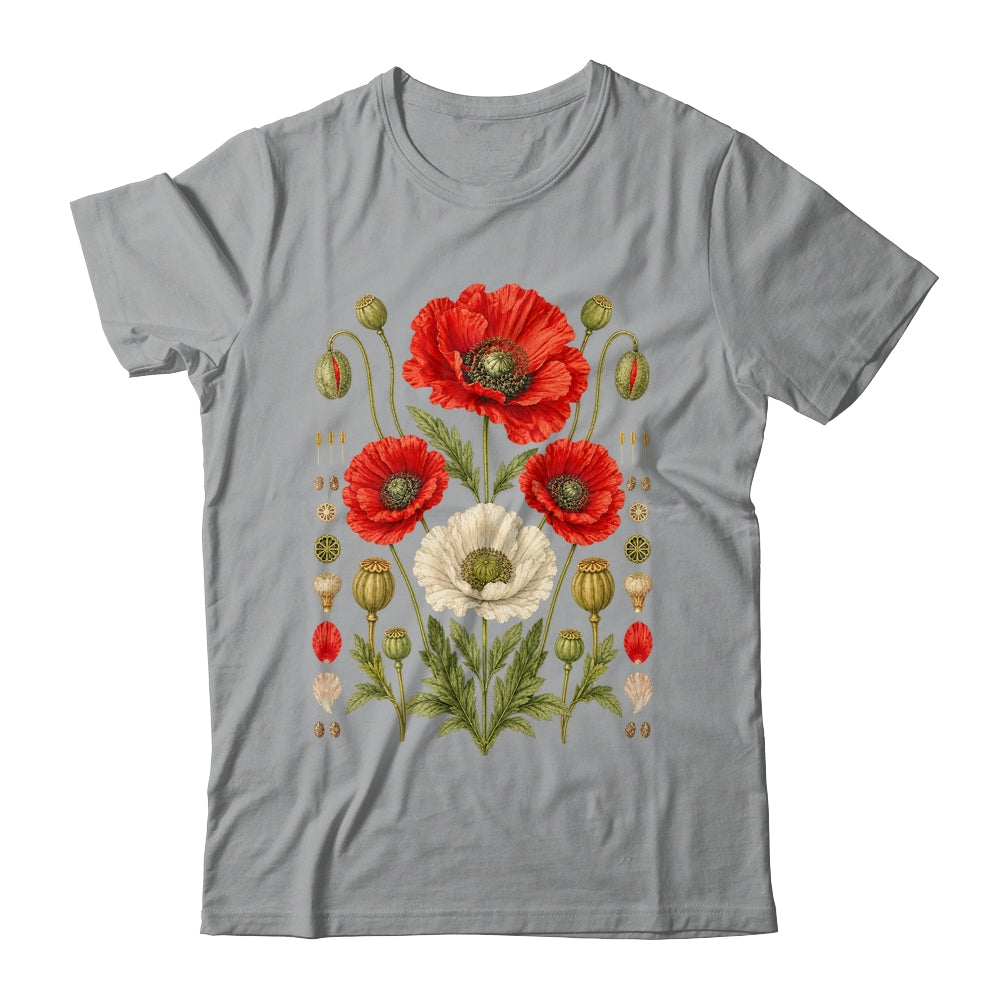White Red Poppy Flowers Vintage Botanical Garden Plant Shirt & Tank Top | teecentury