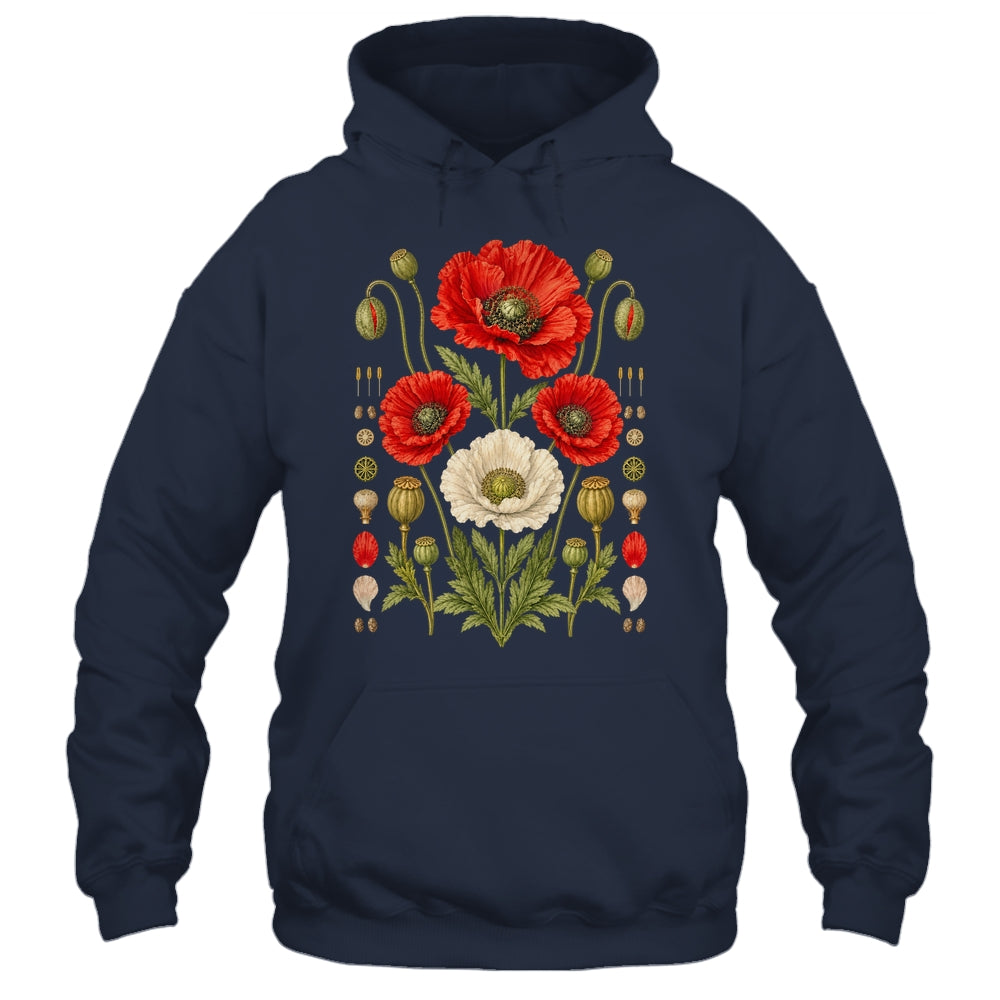 White Red Poppy Flowers Vintage Botanical Garden Plant Shirt & Tank Top | teecentury