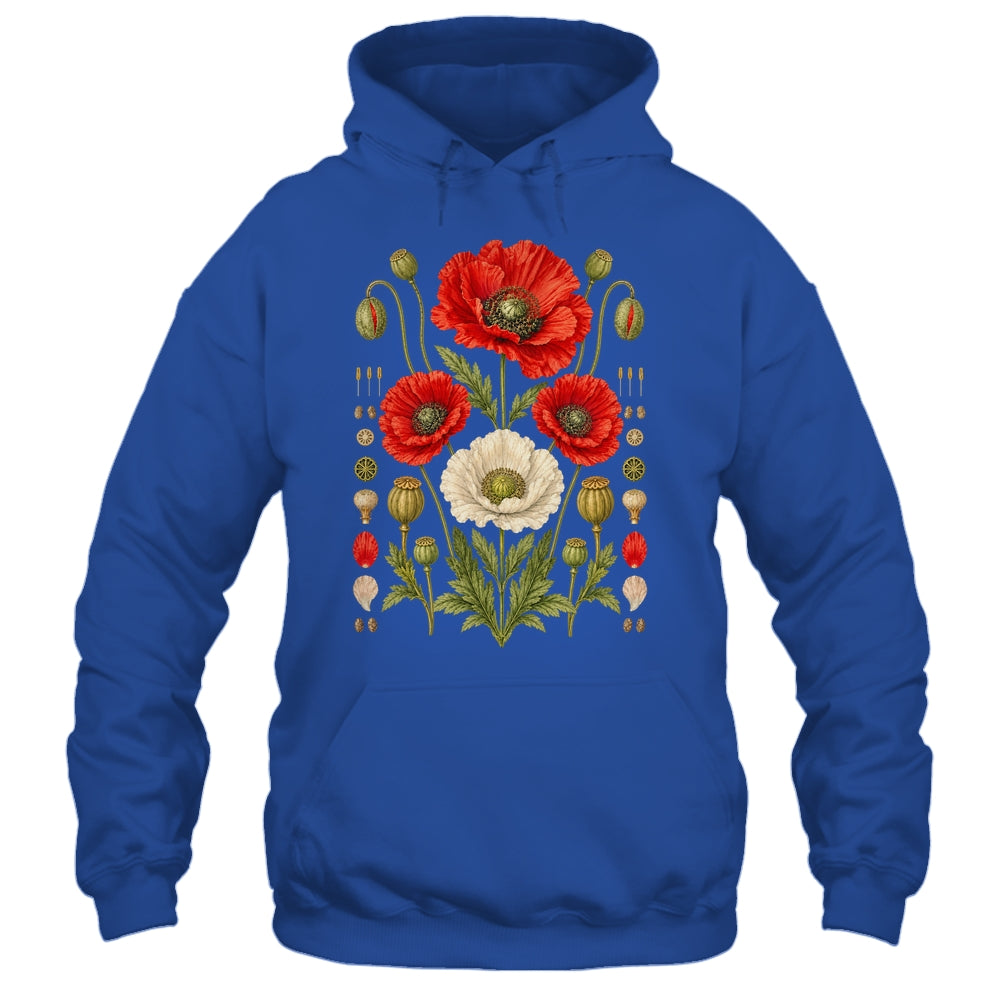 White Red Poppy Flowers Vintage Botanical Garden Plant Shirt & Tank Top | teecentury
