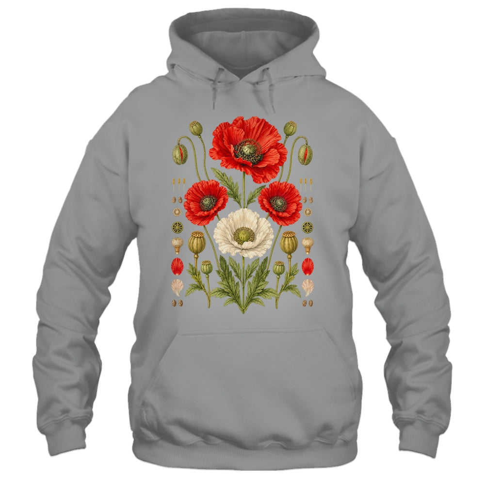 White Red Poppy Flowers Vintage Botanical Garden Plant Shirt & Tank Top | teecentury