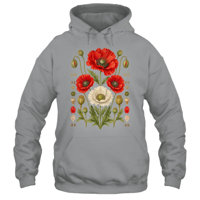 White Red Poppy Flowers Vintage Botanical Garden Plant Shirt & Tank Top | teecentury