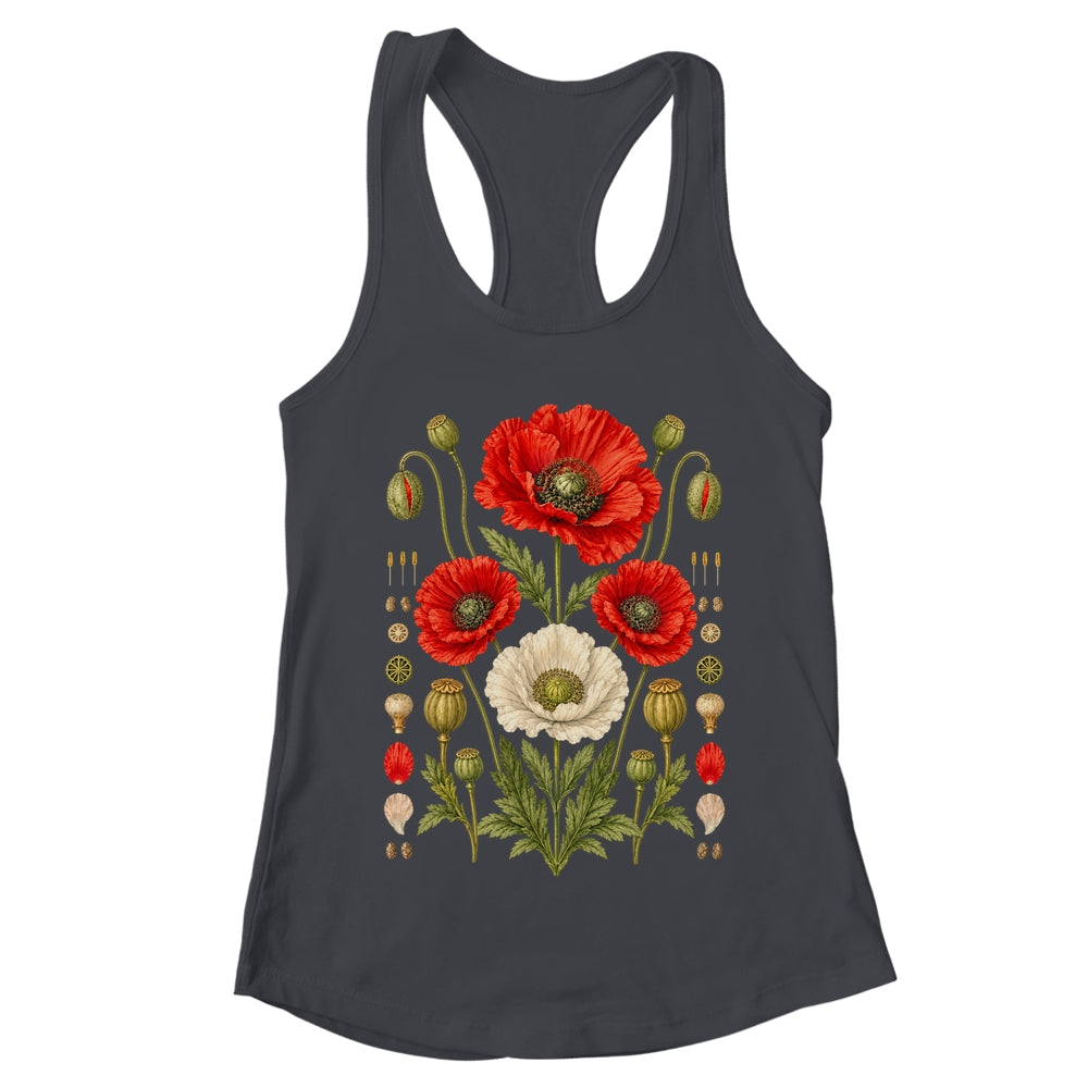 White Red Poppy Flowers Vintage Botanical Garden Plant Shirt & Tank Top | teecentury