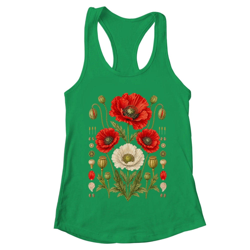 White Red Poppy Flowers Vintage Botanical Garden Plant Shirt & Tank Top | teecentury