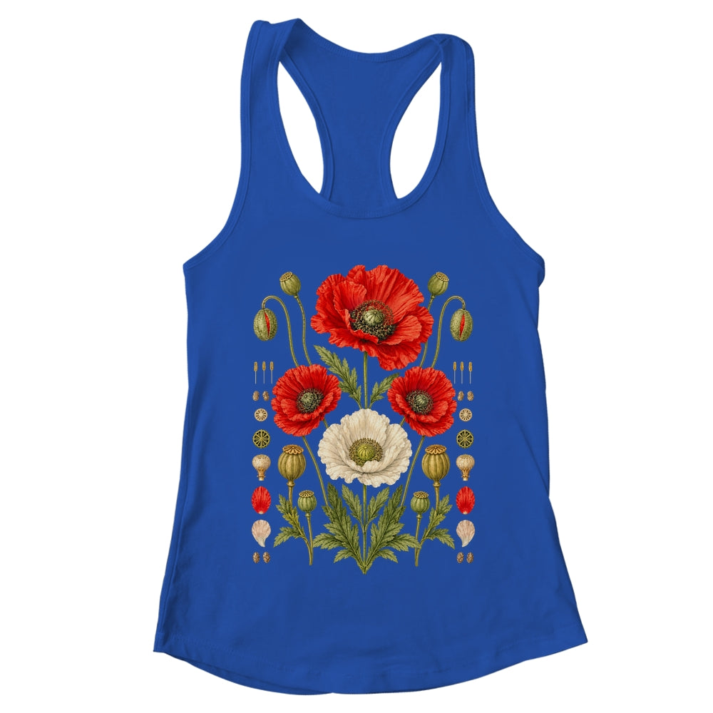 White Red Poppy Flowers Vintage Botanical Garden Plant Shirt & Tank Top | teecentury