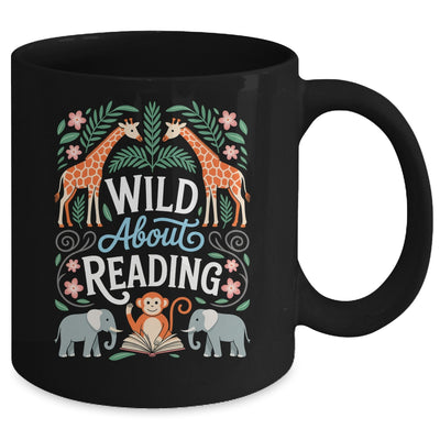 Wild About Reading Books Reader Lover Zoo Animals Librarian Mug | teecentury