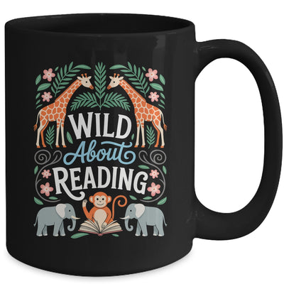 Wild About Reading Books Reader Lover Zoo Animals Librarian Mug | teecentury